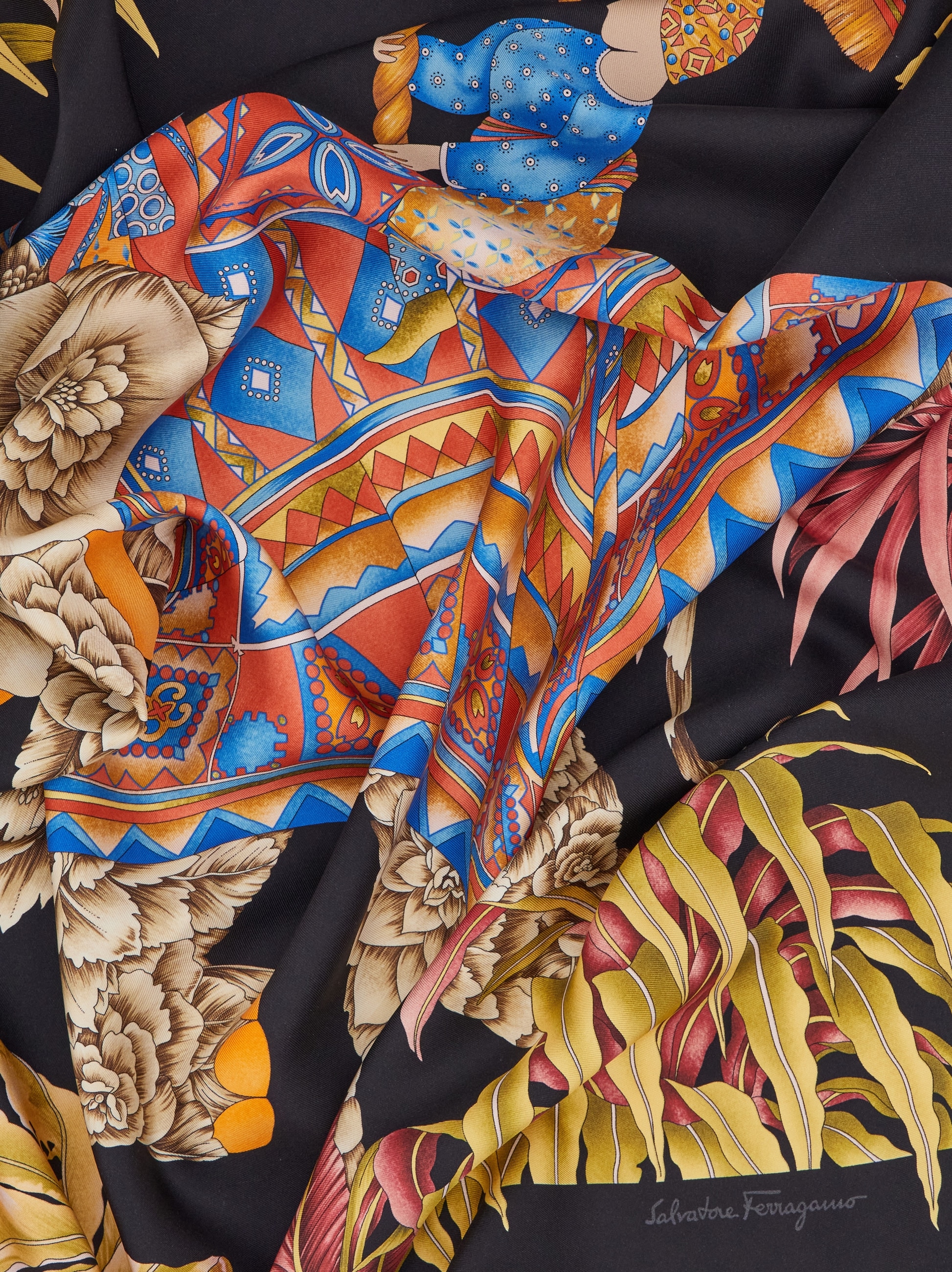 India print silk double face scarf - Women | Ferragamo