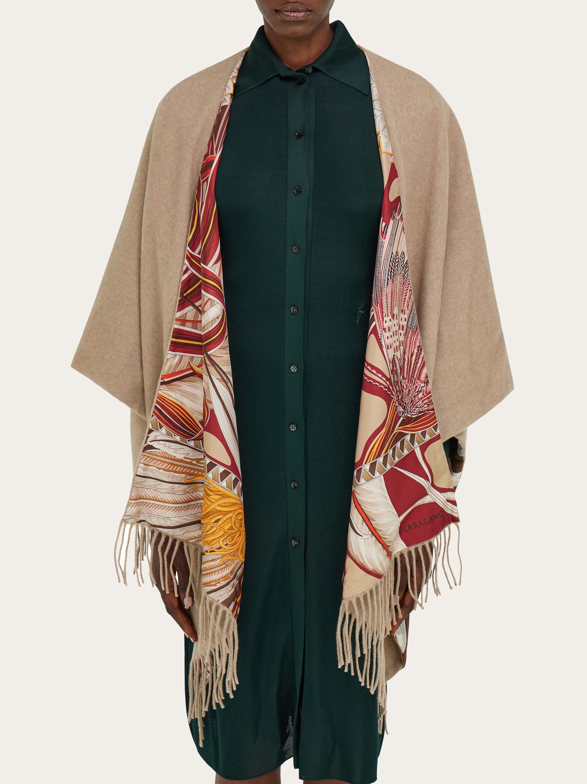 Cashmere and silk reversible cape - Women | Ferragamo