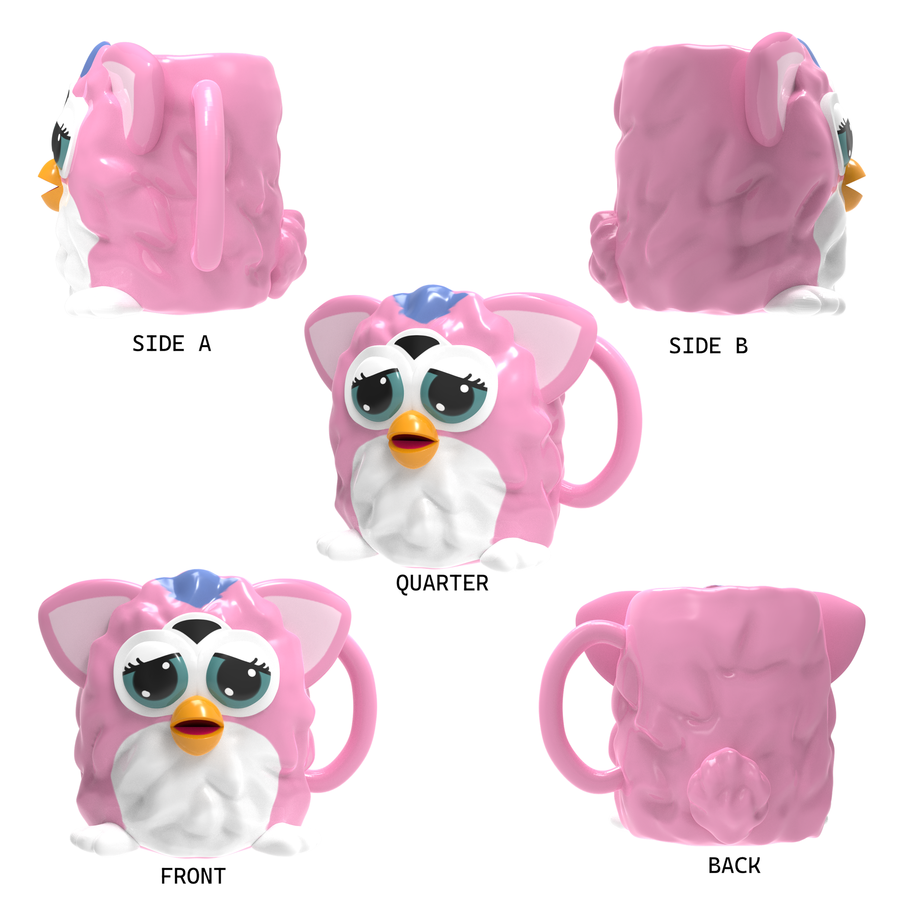 Wholesale Furby Pink Ceramic 3D Sculpted Mug for your store - Faire
