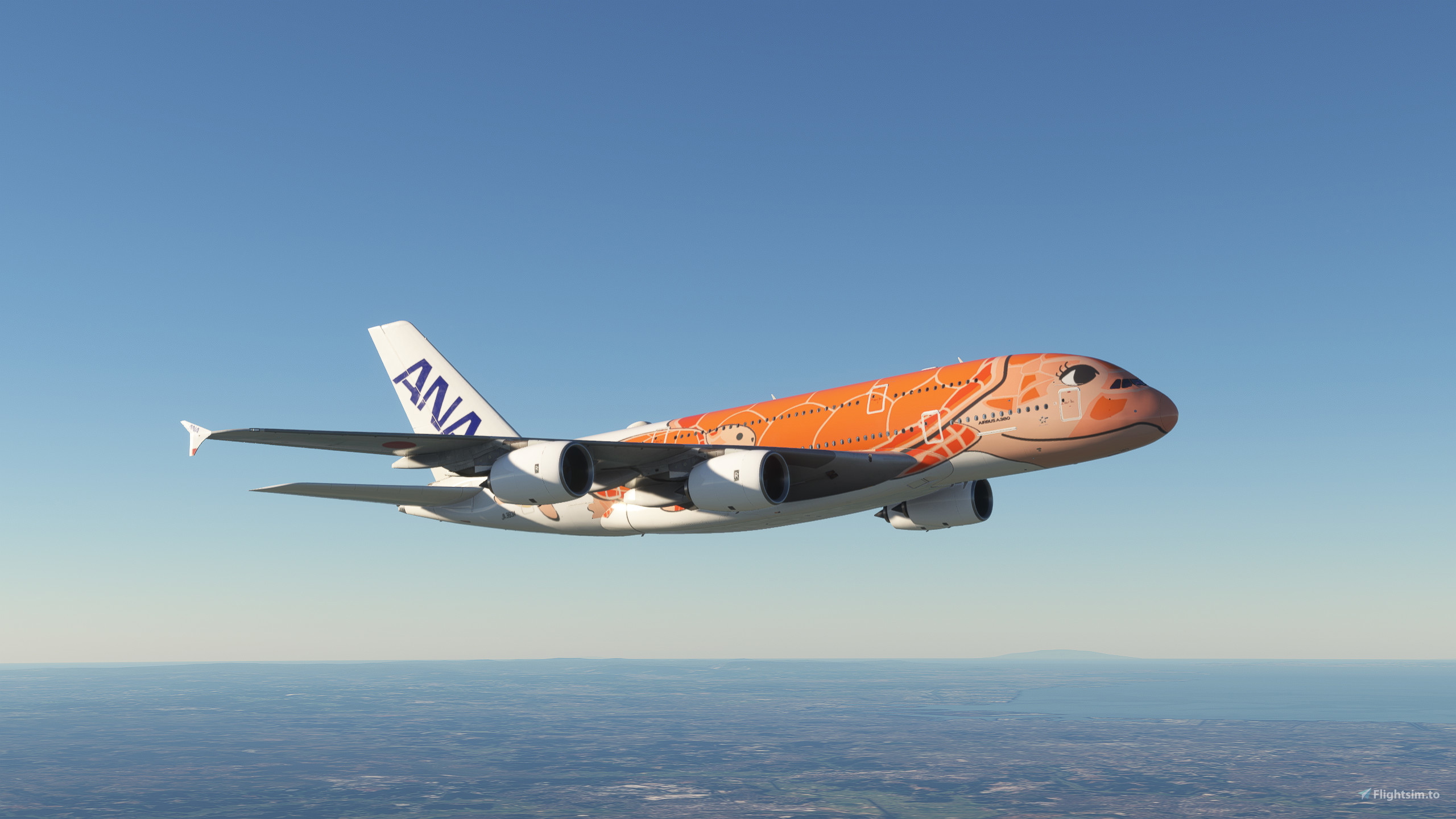 All Nippon Airways Orange Turtle JA383A FlyByWire Airbus A380 [4K