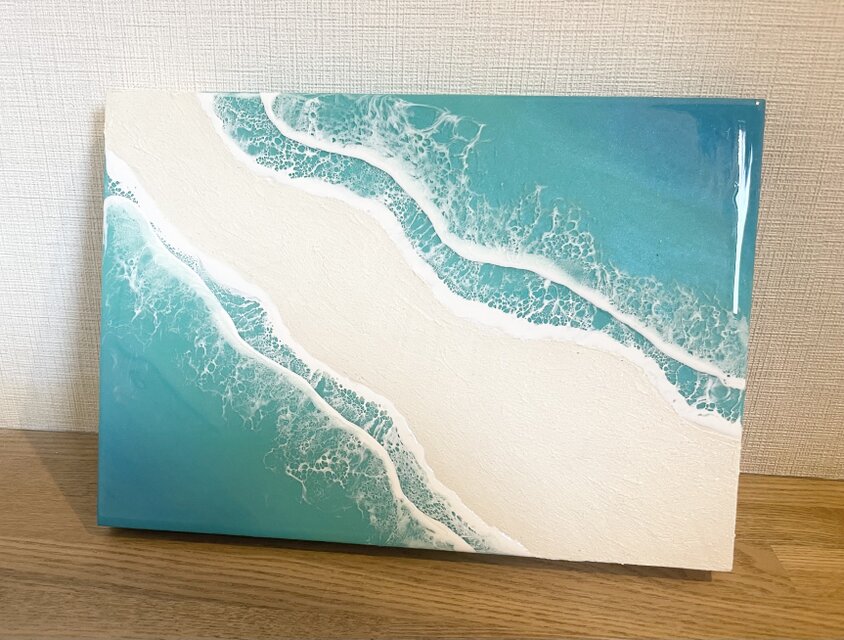 オーシャンアート 波レジンアート B5サイズ 海 ターコイズブルー