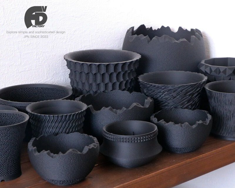 Adv-001-2 (120×110) 植木鉢 おしゃれ 作家鉢 シンプル 黒 プラ鉢 多肉