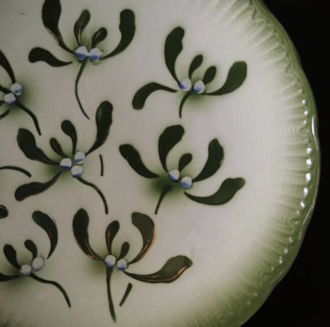 Badonviller バドンヴィレ ヤドリギ 平皿 φ21cm フランス アンティーク