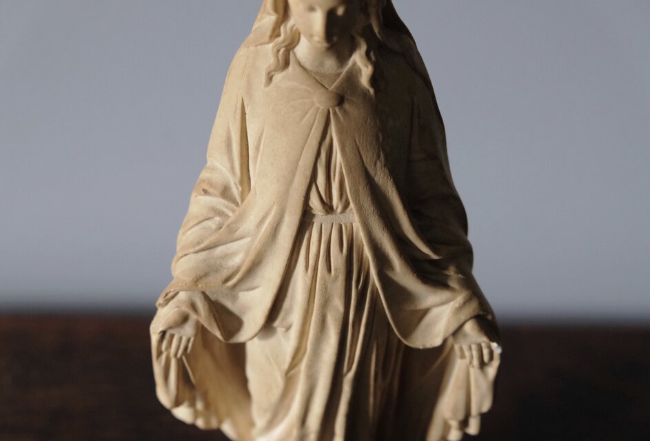 聖母マリア像 石膏 h34cm フランス アンティーク ヴィンテージ 0501537