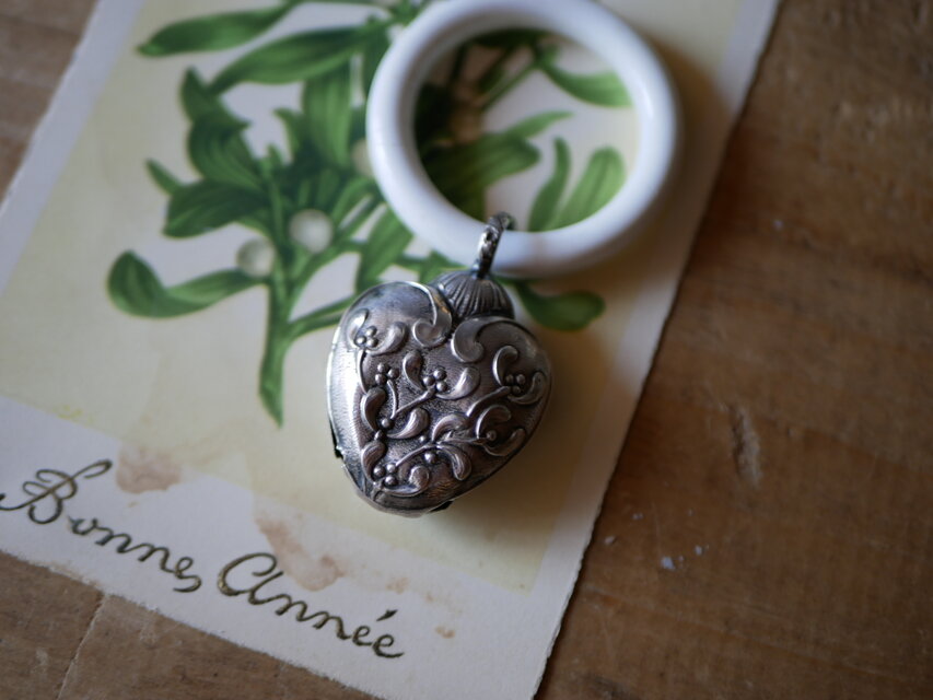 純銀 ヤドリギ ベビーラトル 宿り木 フランスアンティーク