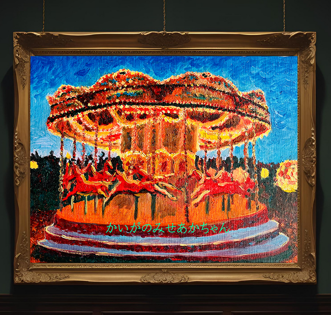 32×41㎝「夜のメリーゴーランド3」原画・油彩画・F6 | iichi 日々の