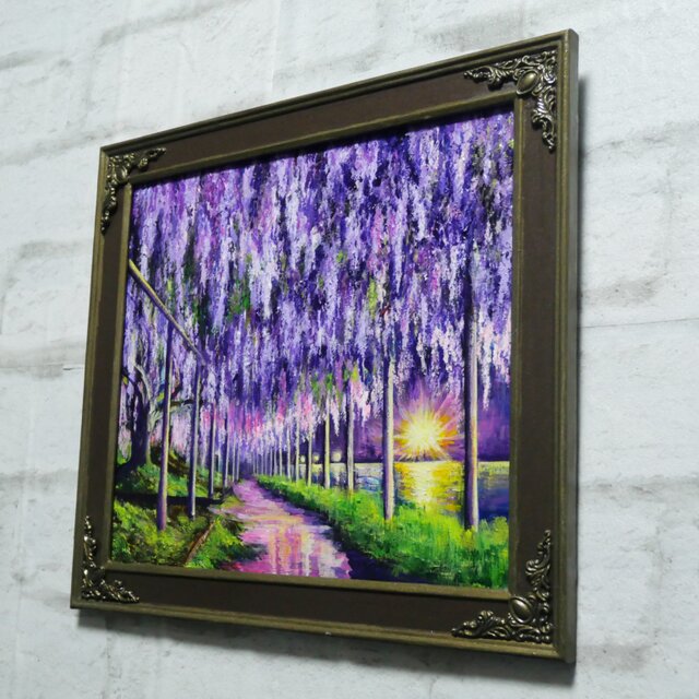 幻想的な光 油絵/油彩画【藤のライトアップ】絵画 原画 | iichi 日々の