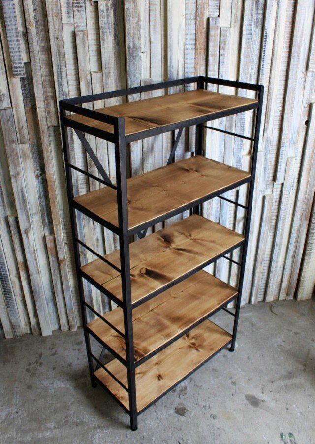 アイアン・ウッド ビンテージ風 インダストリアル シェルフ | iichi