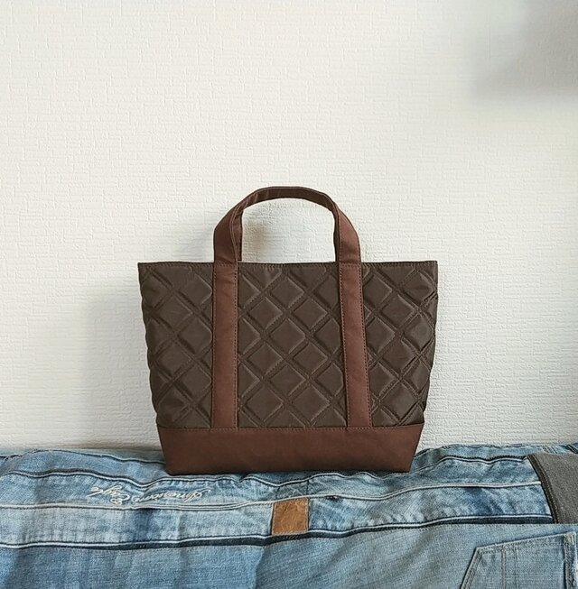 チョコナイロンキルトx帆布のトートバッグm | iichi 日々の暮らしを