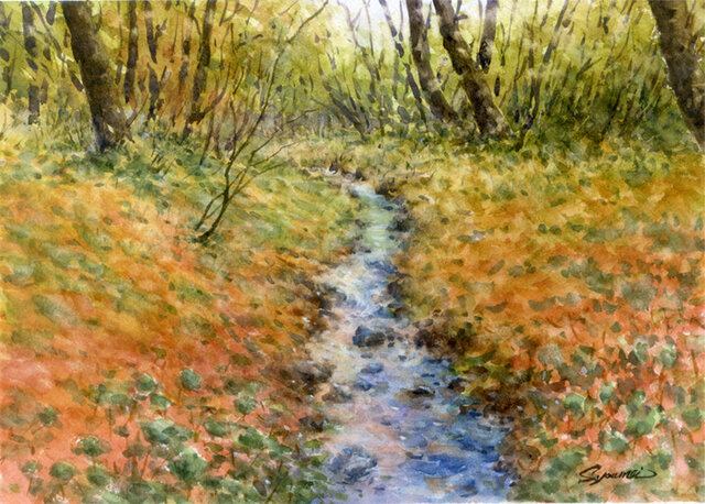 水彩画原画 晩秋の雑木林 ＃609 | iichi 日々の暮らしを心地よくする