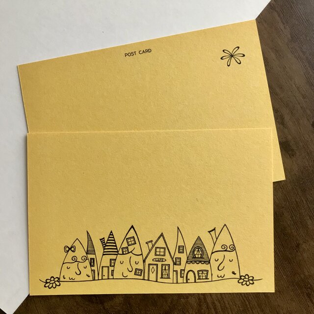 ポストカード家イラスト 3枚 黄色 | iichi 日々の暮らしを心地よくする