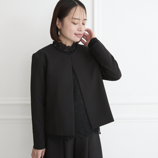 ノーカラージャケット 2サイズ ブラック 0610BK | iichi 日々の暮らし