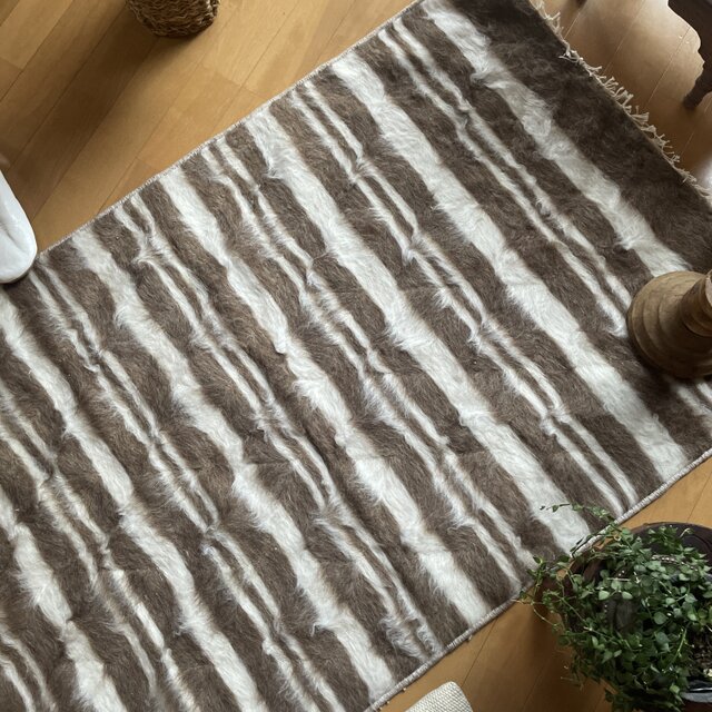 77×131 バッターニエ ナチュラルブラウン×ホワイト トルコヴィンテージ