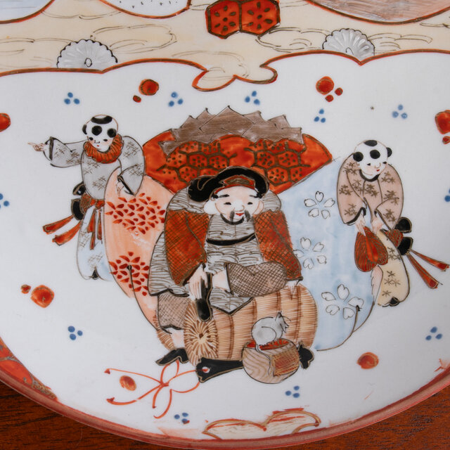 九谷焼 色絵金彩 大黒天 八寸皿 明治時代 E841B | iichi 日々の暮らし