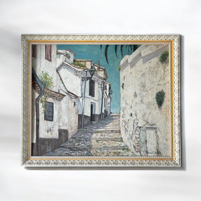 白い町(油絵25号、スペイン、グラナダ 、原画、一点物) | iichi 日々の