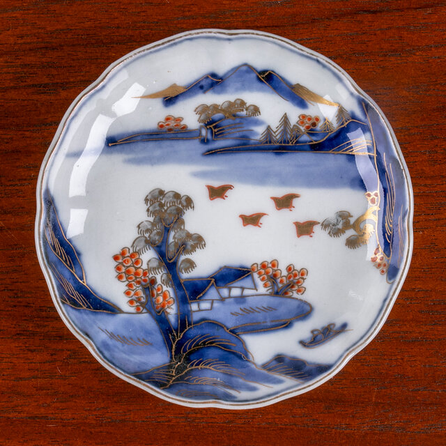 古伊万里 染錦山水千鳥文四寸皿 明治時代 E1220D | iichi 日々の暮らし