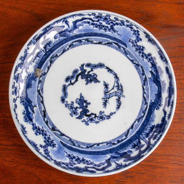 古伊万里 染付松竹梅文七寸皿 江戸後期 E910 | iichi 日々の暮らしを