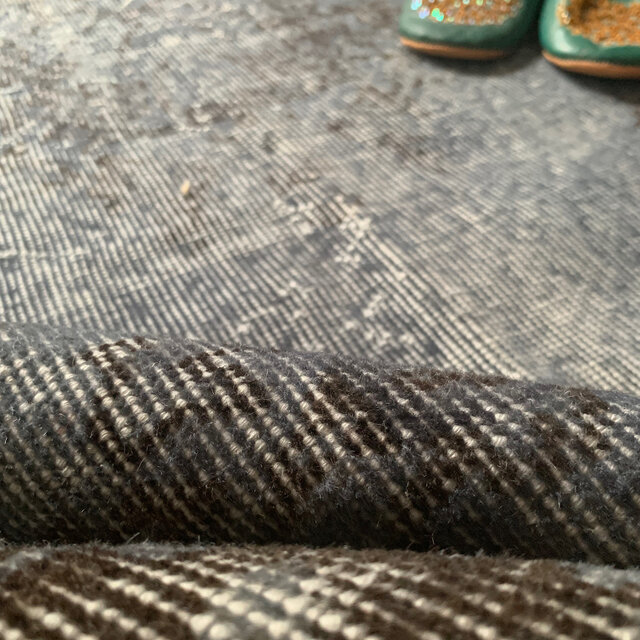 トルコヴィンテージラグ 207×104 グレー ブラック チョコ オーバーダイ
