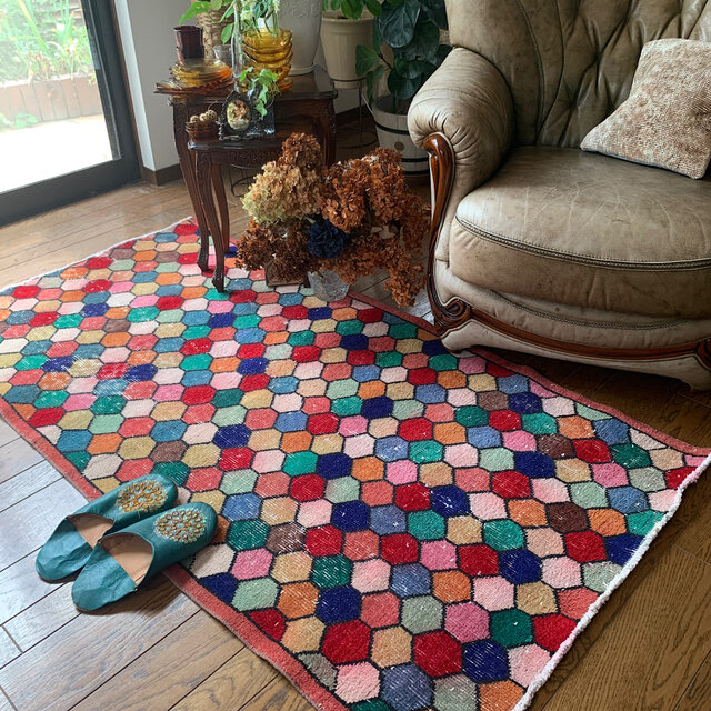 カラフル モロッカンタイル 超レア167×88 均等柄 トルコヴィンテージ