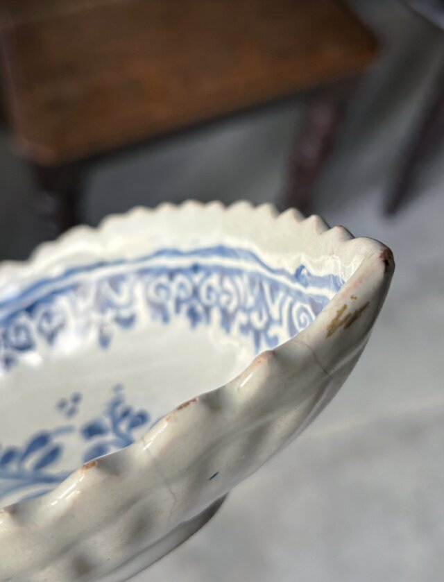 18世紀 南仏 陶器 青絵 ラヴィエ フランス アンティーク 0502453