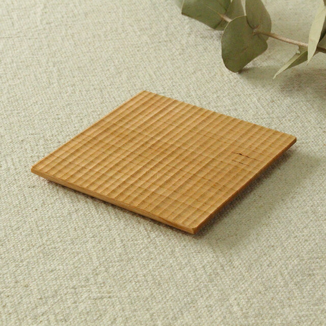 木の平皿105（チェリー）＜四角／鎬（しのぎ）＞ | iichi 日々の暮らし