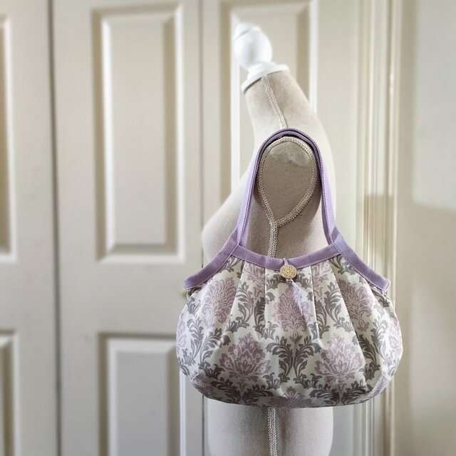 ☆ぷっくりグラニーバッグ・ダマスク（パープル） 7411☆ トートバッグ