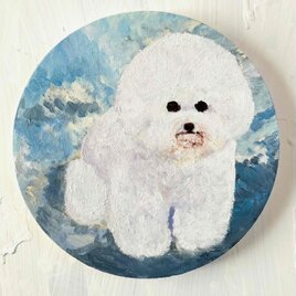 絵画 『 Aphrodite』空 油彩・原画・丸形アートパネル 直径25cm