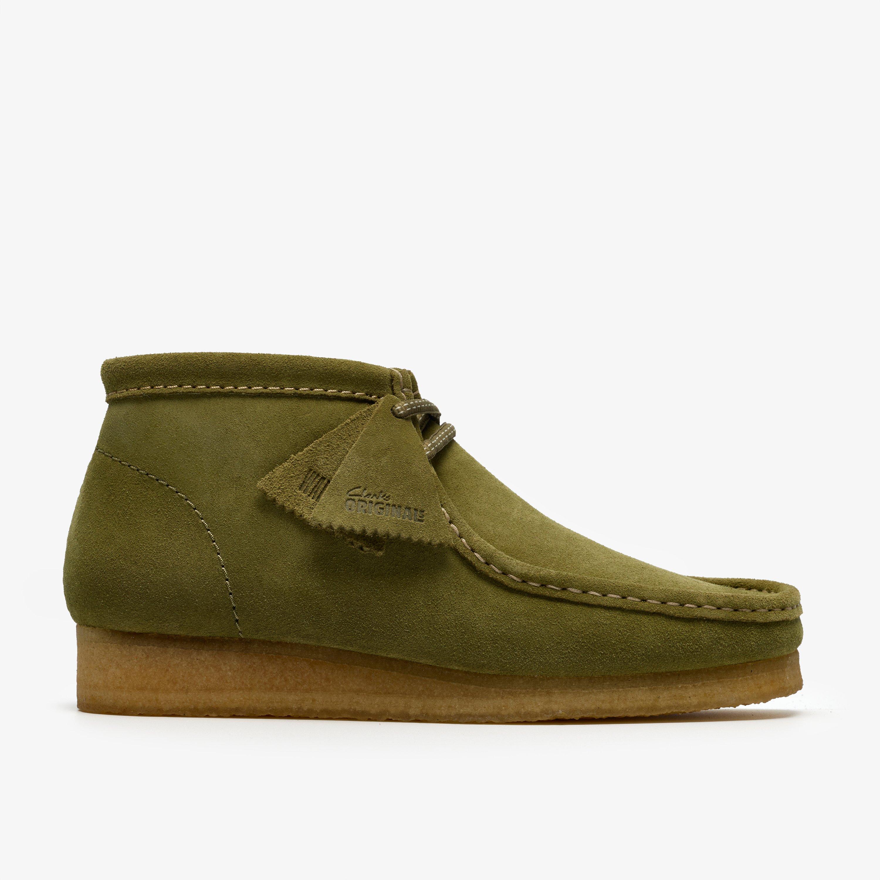 Mens Wallabee Boot Green Suede Wallabees | Clarks