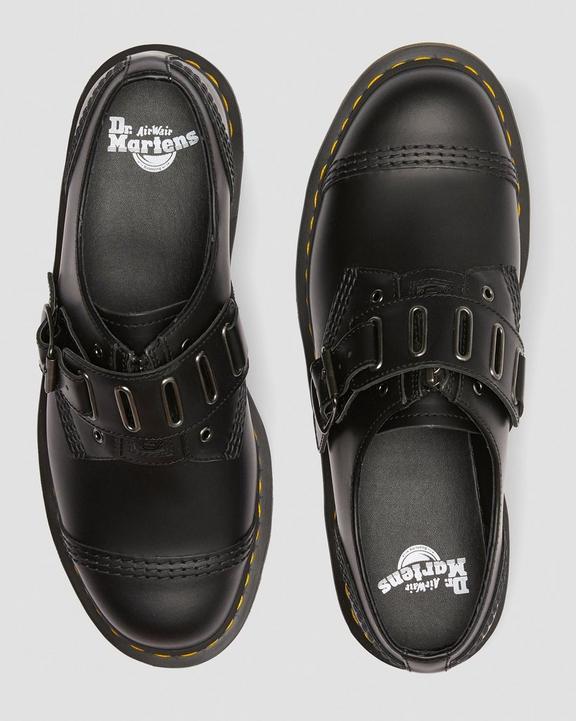 1461 Quynn Smooth Leather Buckle Shoes in Black | Dr. Martens