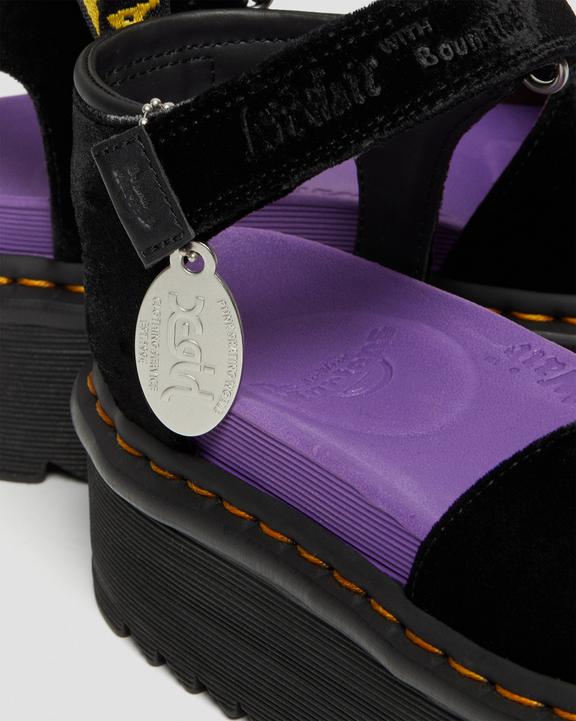 Strap X-girl Velvet Platform Sandals in Black | Dr. Martens