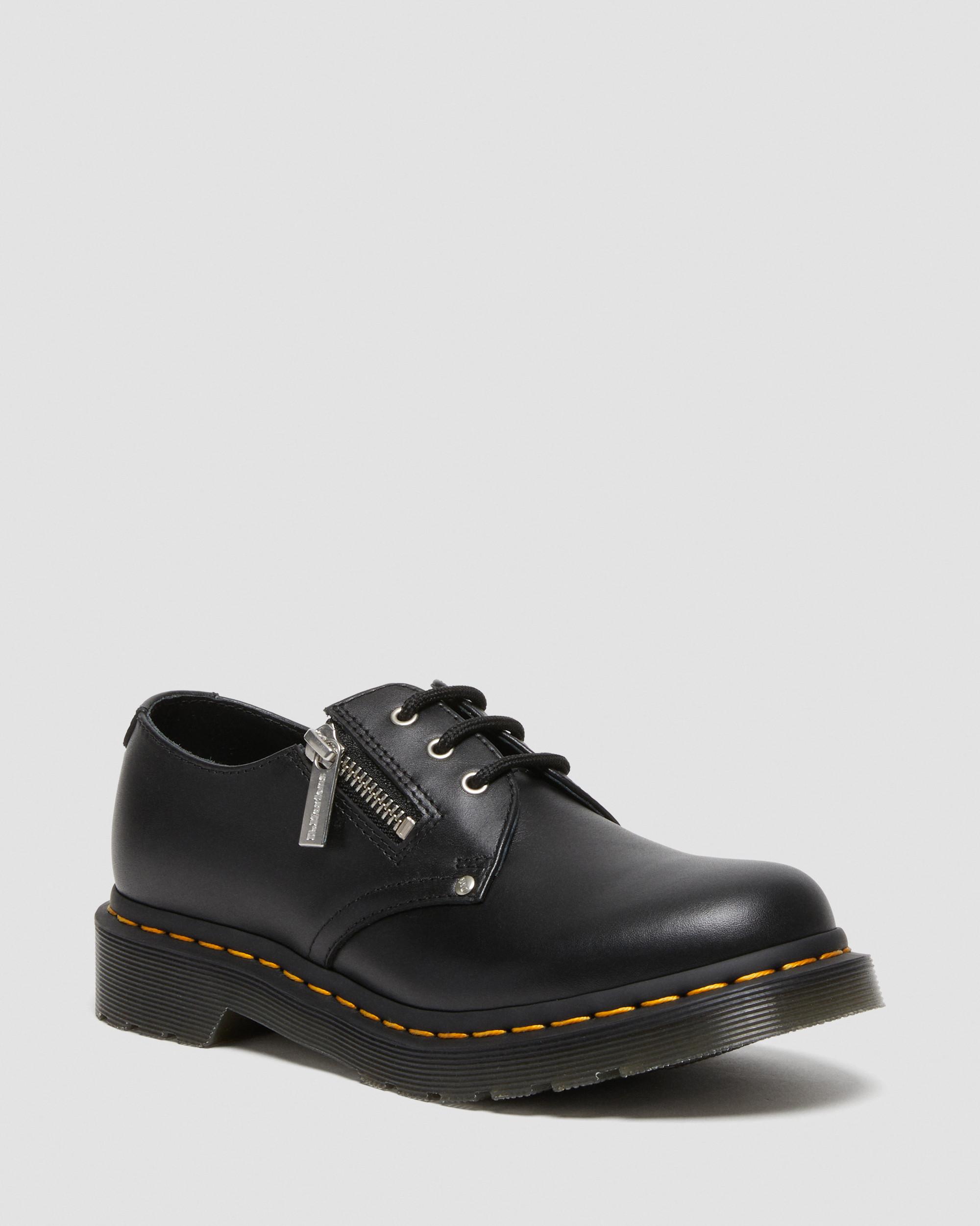 1461 Women's Double Zip Leather Oxford Shoes in Black | Dr. Martens