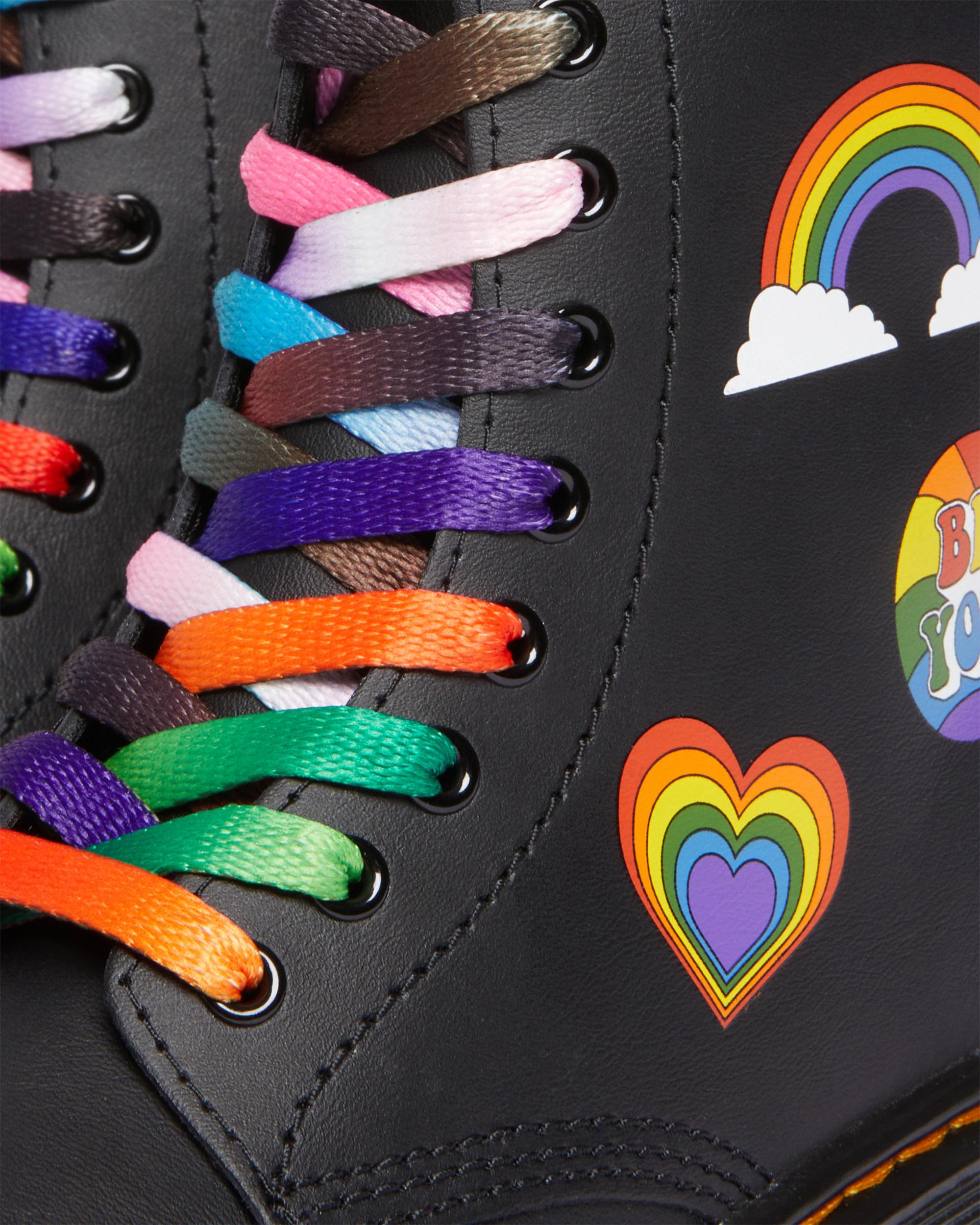 Junior 1460 For Pride Leather Lace Up Boots in Black | Dr. Martens