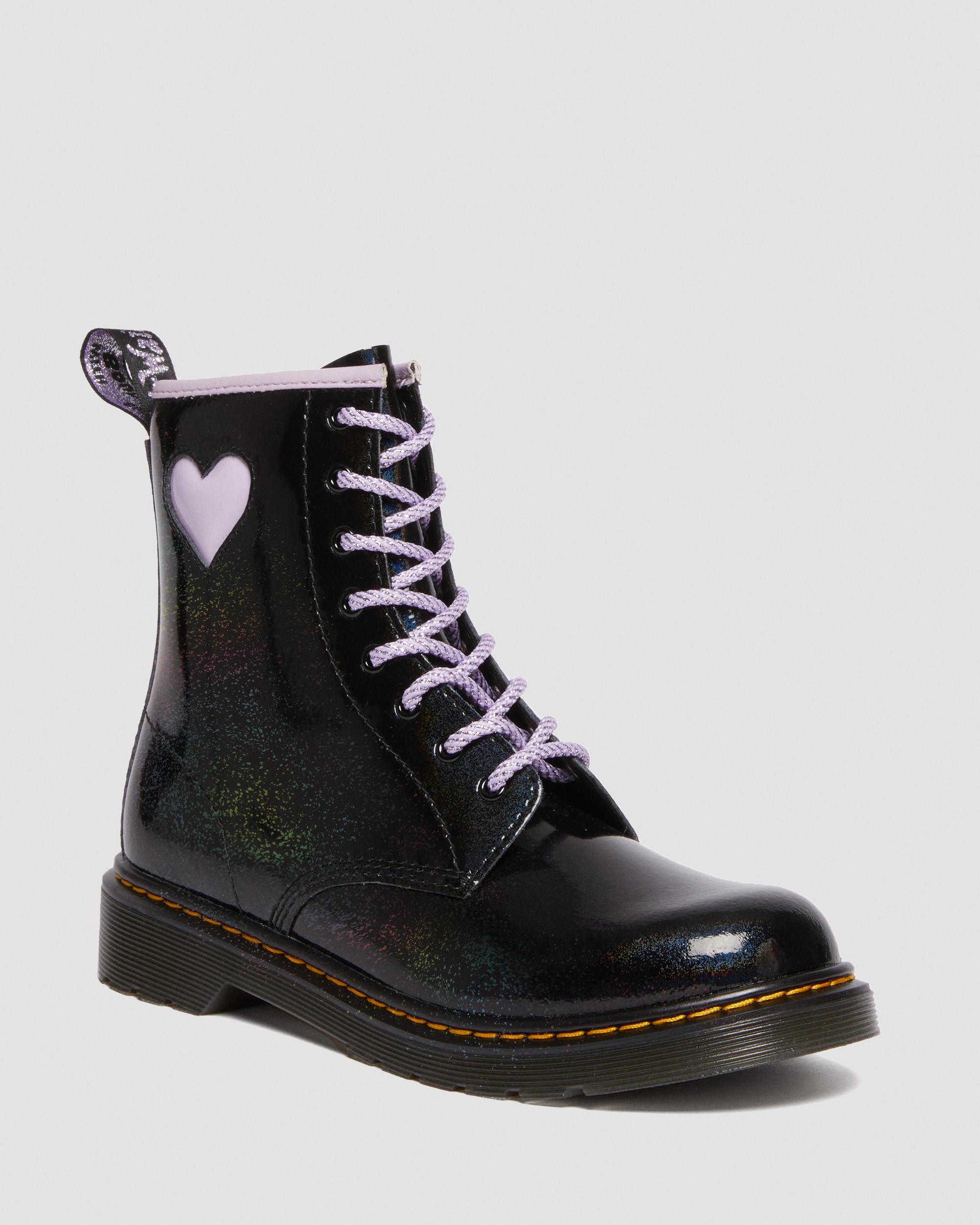 Youth 1460 Shimmer Heart Lace Up Boots in Black | Dr. Martens