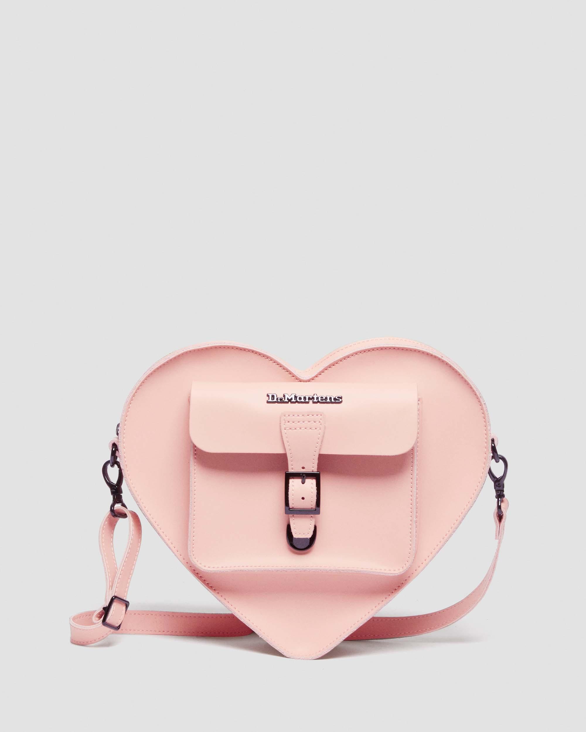 Kiev Leather Hardware Heart Shaped Bag in Peach | Dr. Martens