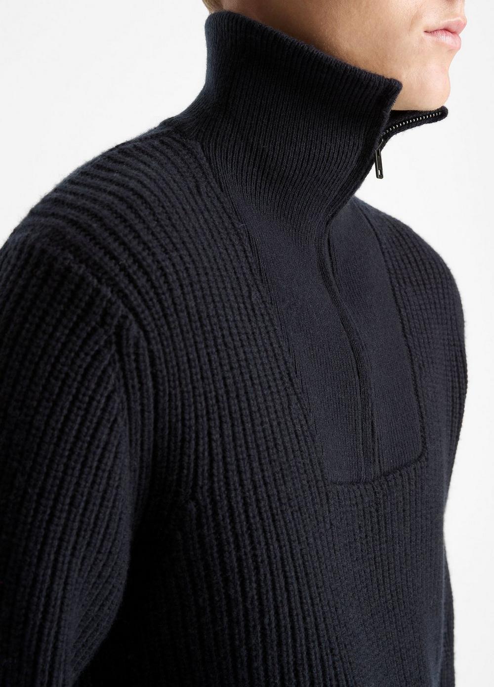 Heirloom Shaker Wool-Cashmere Quarter-Zip Sweater in Sweaters | Vince