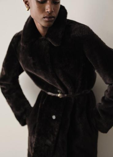 Shearling Long Coat in Coats | Vince