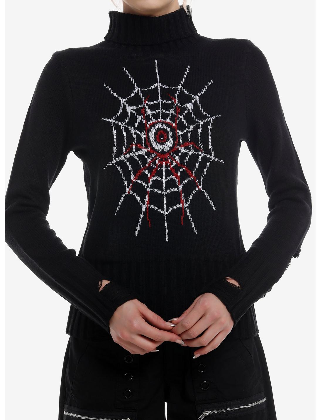 Social Collision Eyeball Spider Distressed Girls Turtleneck