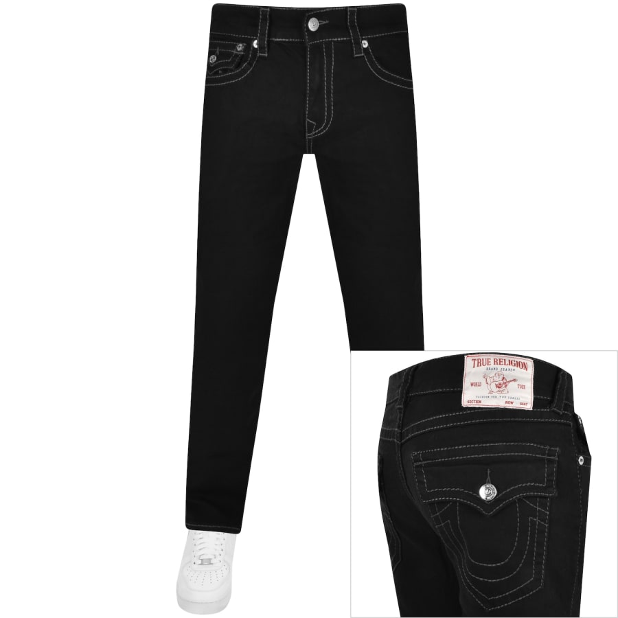 True Religion Ricky Relaxed Straight Jeans Black | Mainline