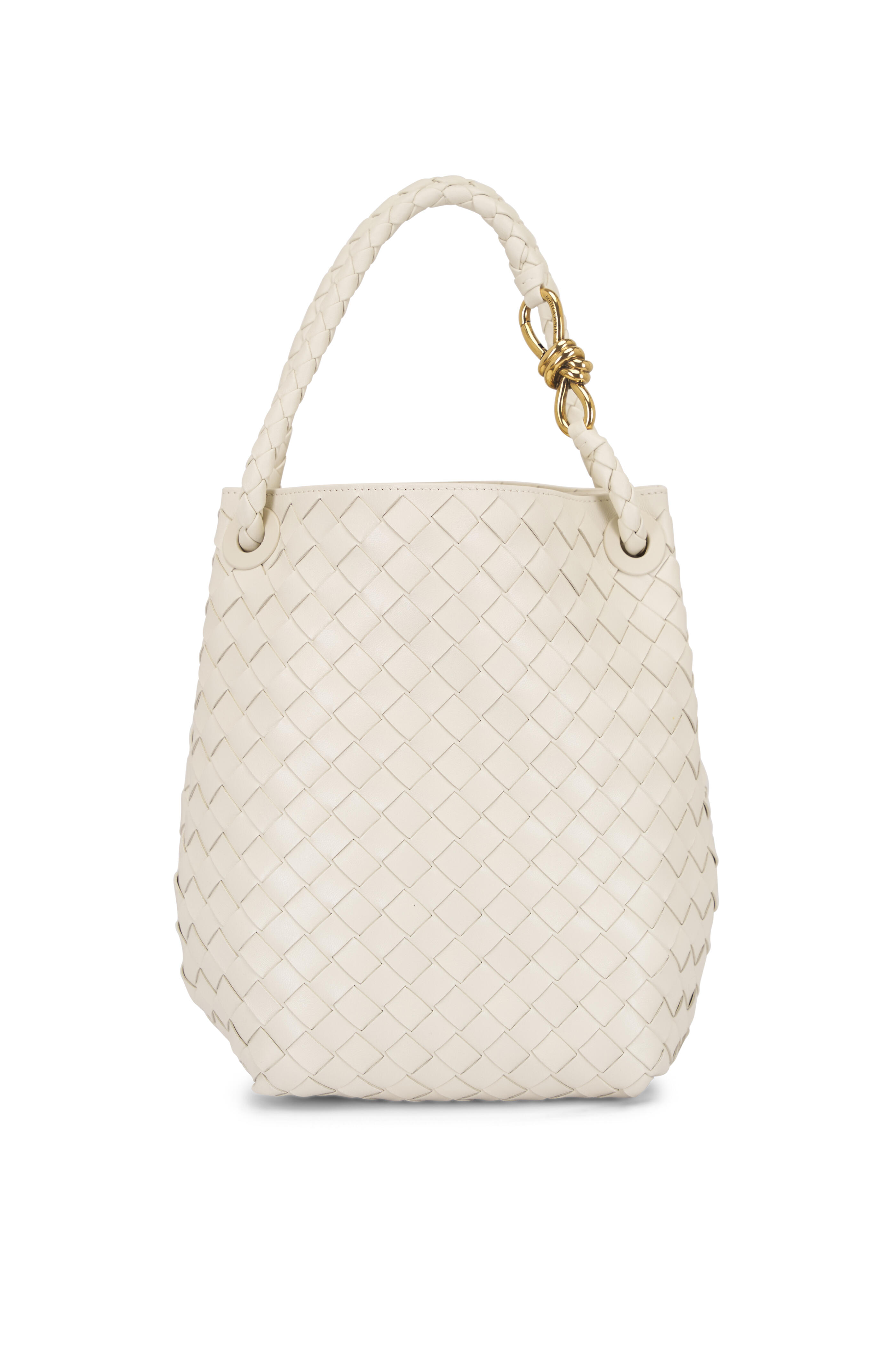 Bottega Veneta - Small Andiamo Sea Salt Woven Leather Bucket Bag