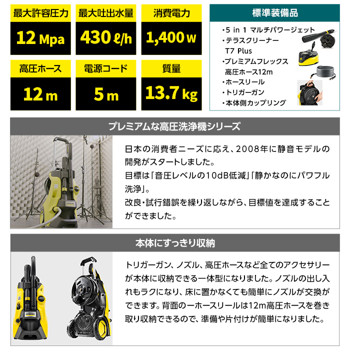 KARCHER(ケルヒャー) 高圧洗浄機 K5プレミアムサイレント50Hz(東日本
