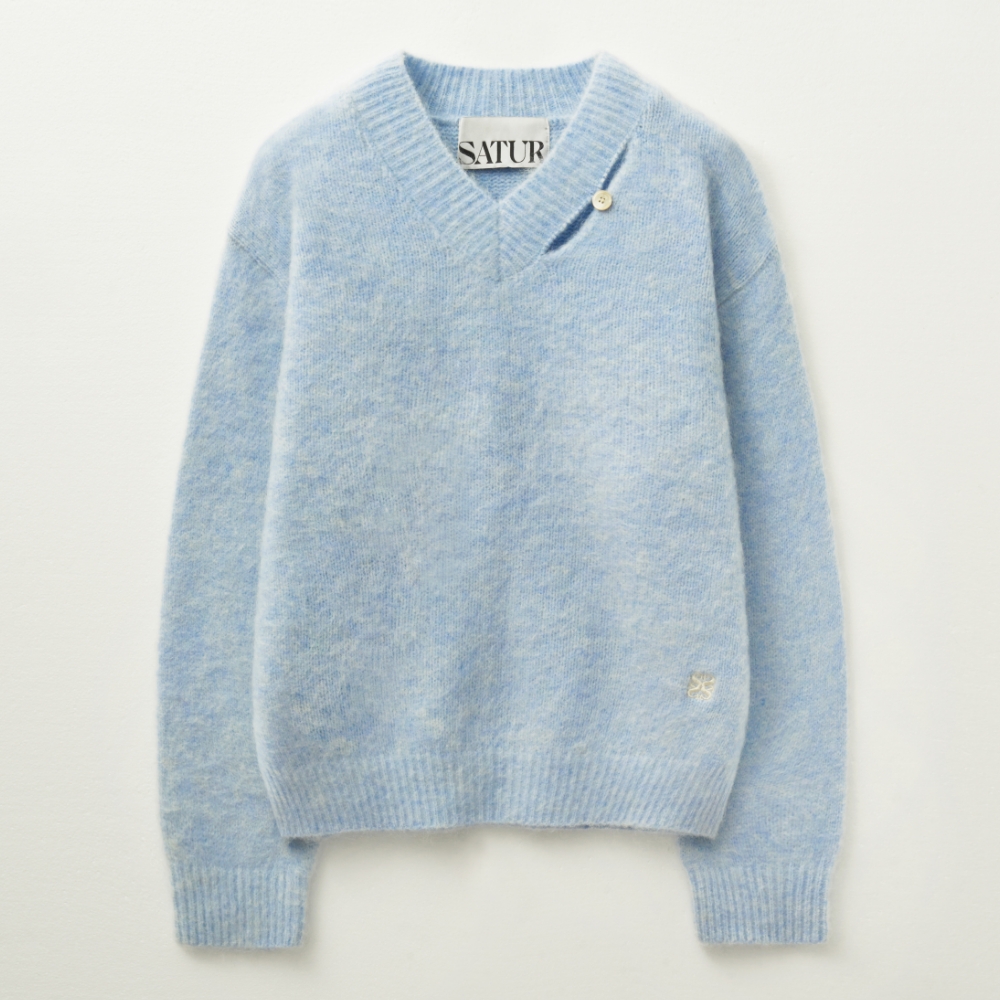 Essen Two Tone Mohair Pullover Knit - Sky Blue | ファッション通販