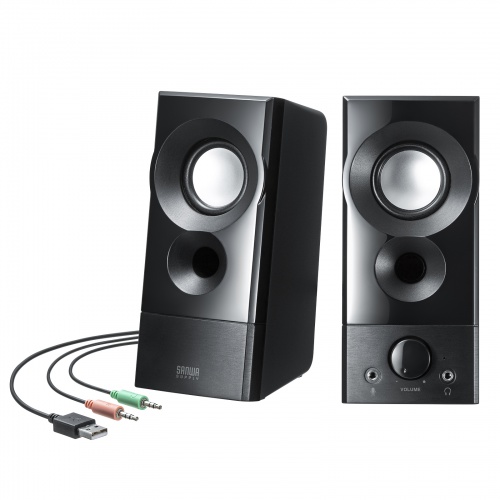 MM-SPL20UBK【USB電源スピーカー（実用最大出力6W)】大きなボタンで