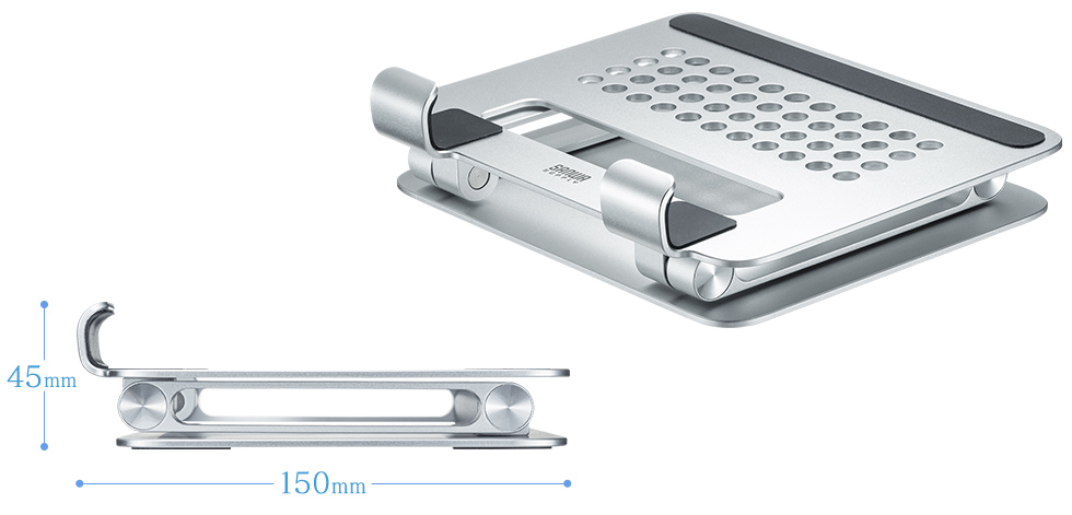 PDA-STN49S【タブレット用アルミスタンド（角度・高さ調整タイプ）】2