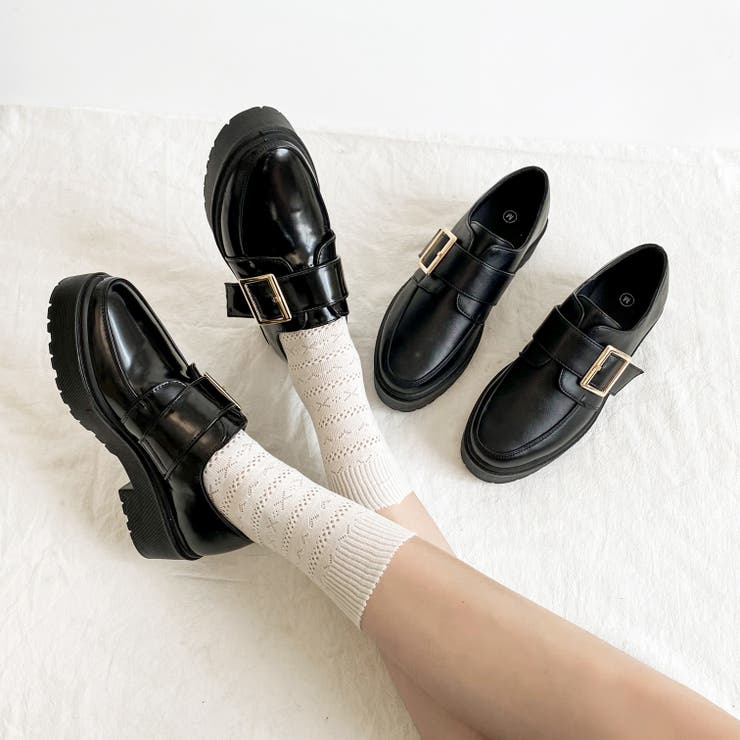 軽量厚底 マニッシュ ワンベルトバックル ローファー 1978[品番