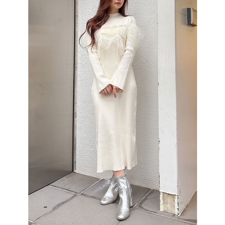 シャーリングビスチェニットワンピース[品番：MKSW0061991