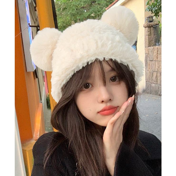 くま耳ニット帽 小顔 レディース 韓国風[品番：AGCW0005086]｜SUNSHINE