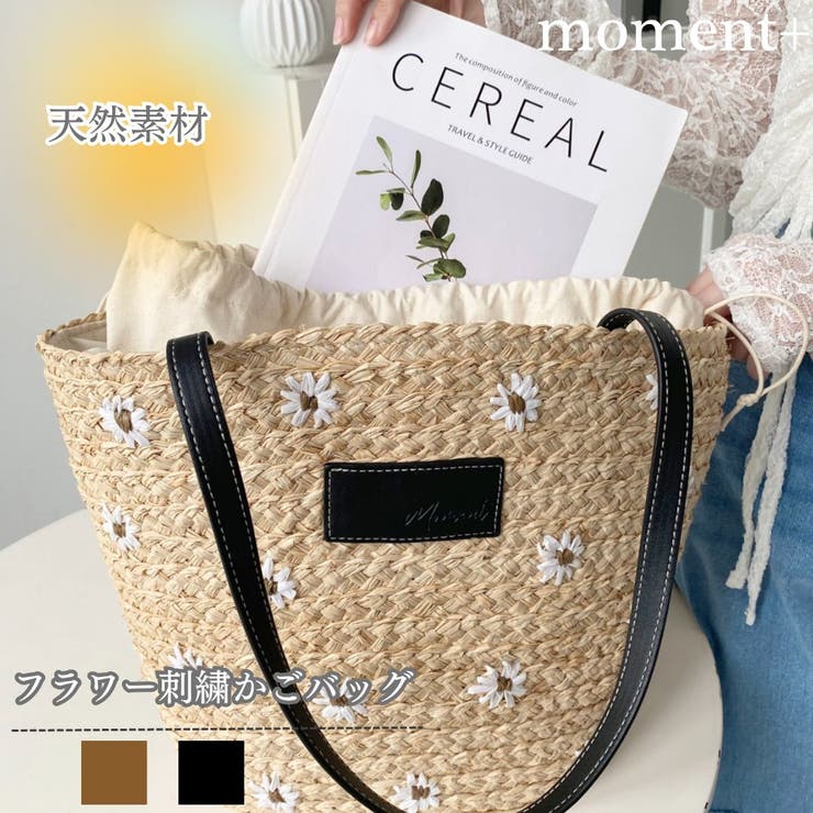 フラワー刺繍かごバッグ[品番：ERMW0000022]｜moment+（モーメント