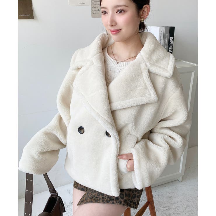 ショート丈テディベアボアPコートジャケット[品番：ERMW0004181