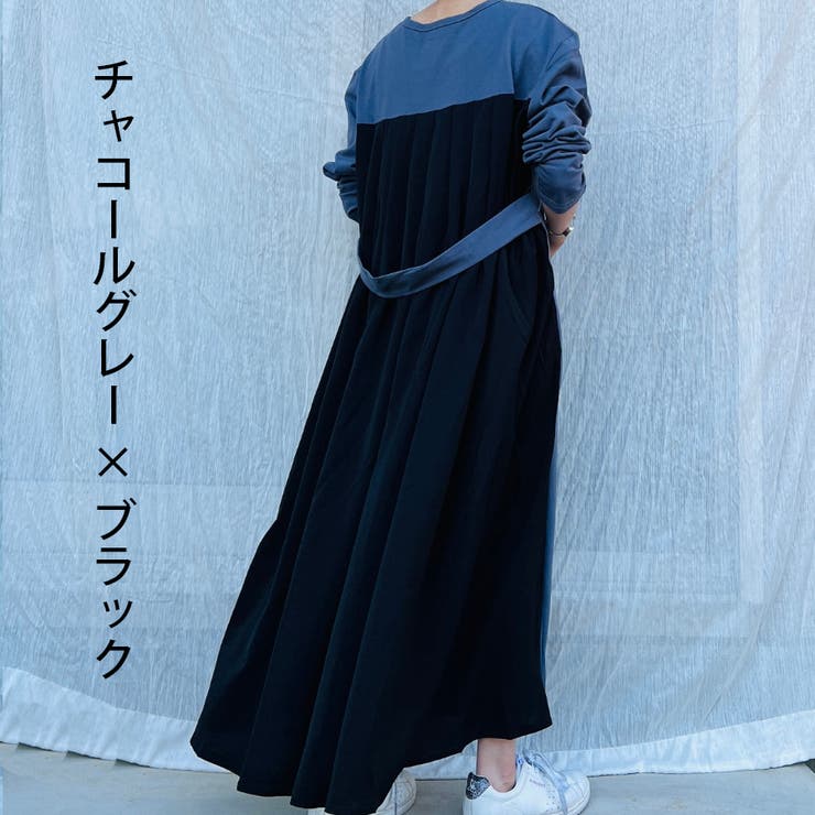 長袖バックプリーツワンピース フレンチスリーブ バックプリーツ[品番