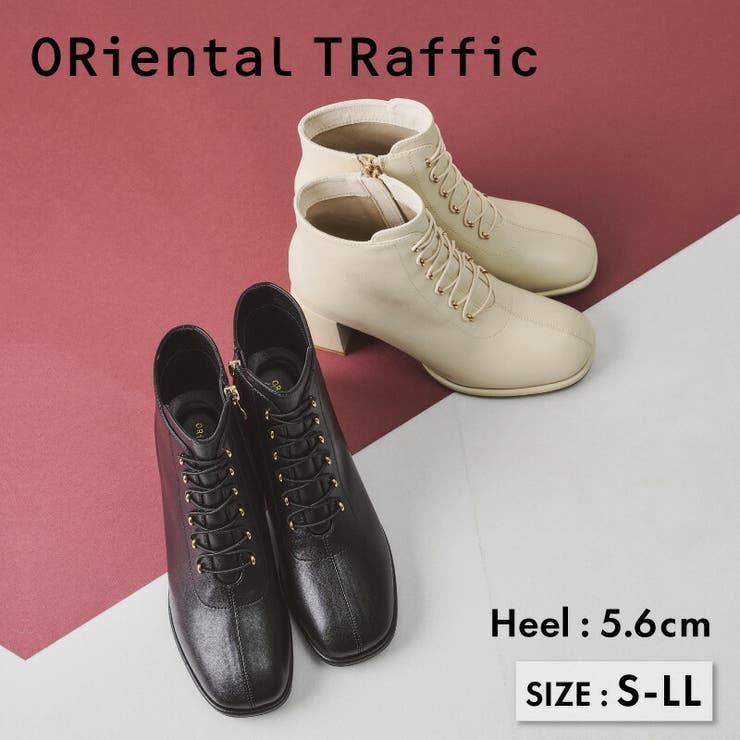 EC限定】スクエアトゥオーバーヒールレースアップブーツ/25404[品番